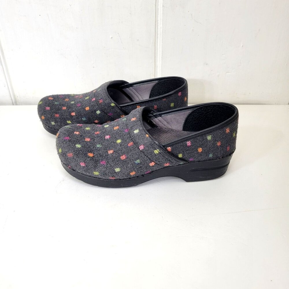 Dansko Vegan Professional Clogs Multicolor Polka Dot Black Slip-On Comfort Shoes